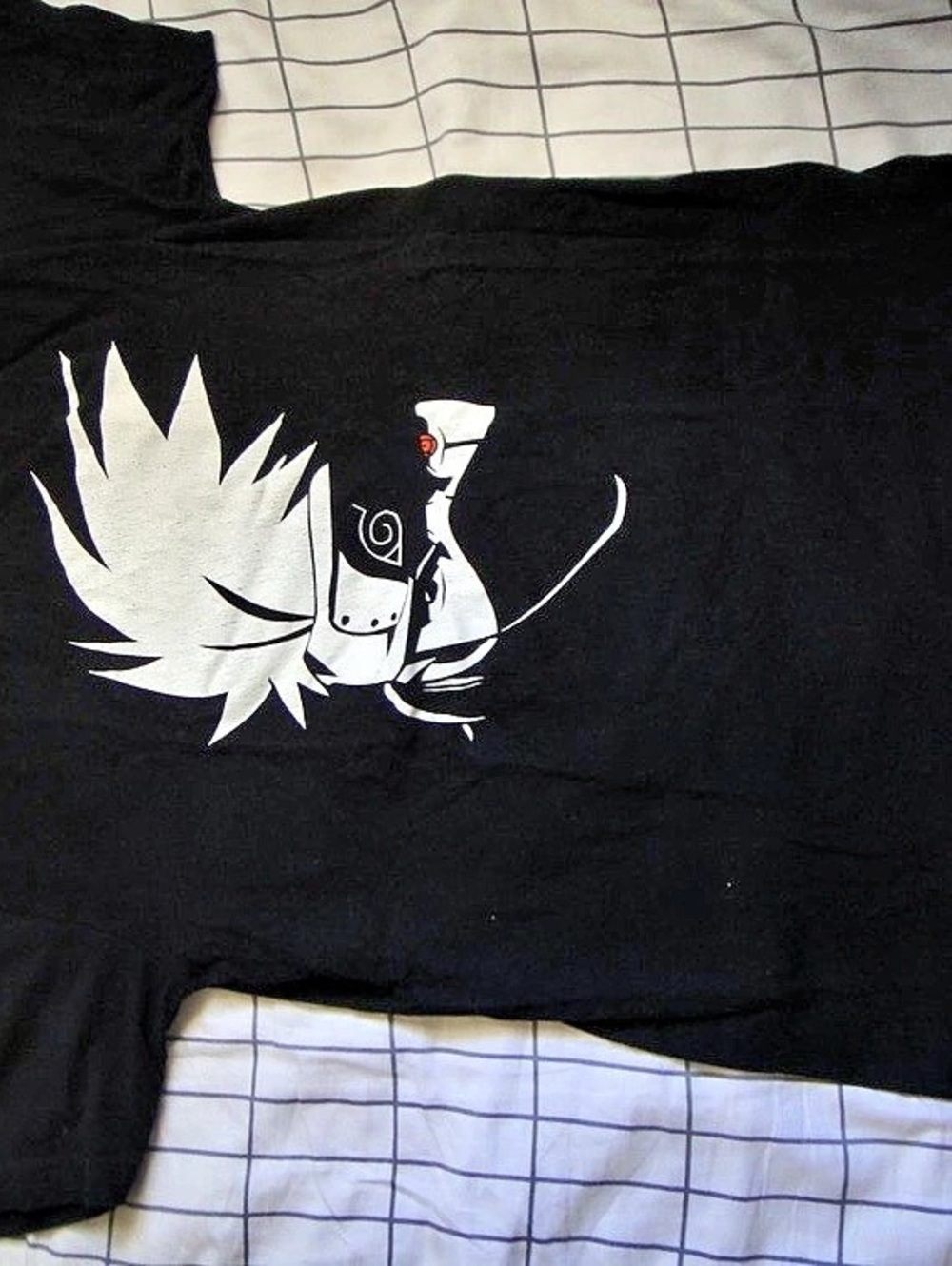 Naruto Shippuden Kakashi Hatake Sharingan Graphic T-Shirt Tee Black & White